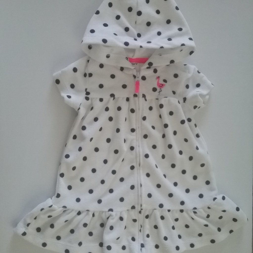Carter's 9 mo.Girls hooded white Terry coverup